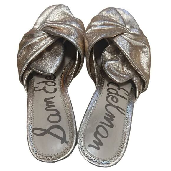 SAM ELDERMAN ODA METALLIC GOLD KNOT OPEN TOE SANDALS SIZE 8.5M - Picture 1 of 6